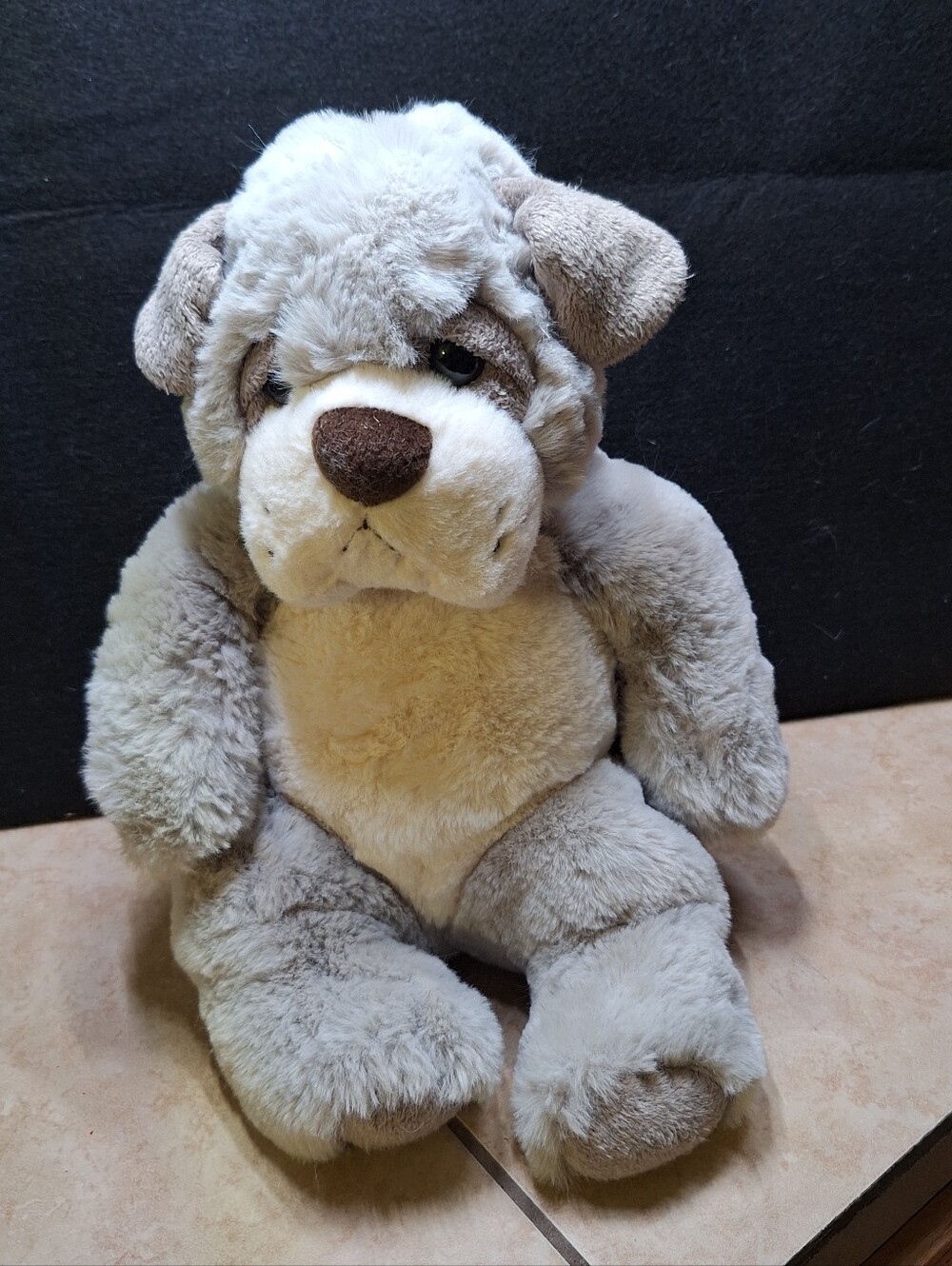 Aurora 15" Plush Sluuumpy Da Dog Gray White Bulldog Puppy Sleepy 2022 Folded Ear